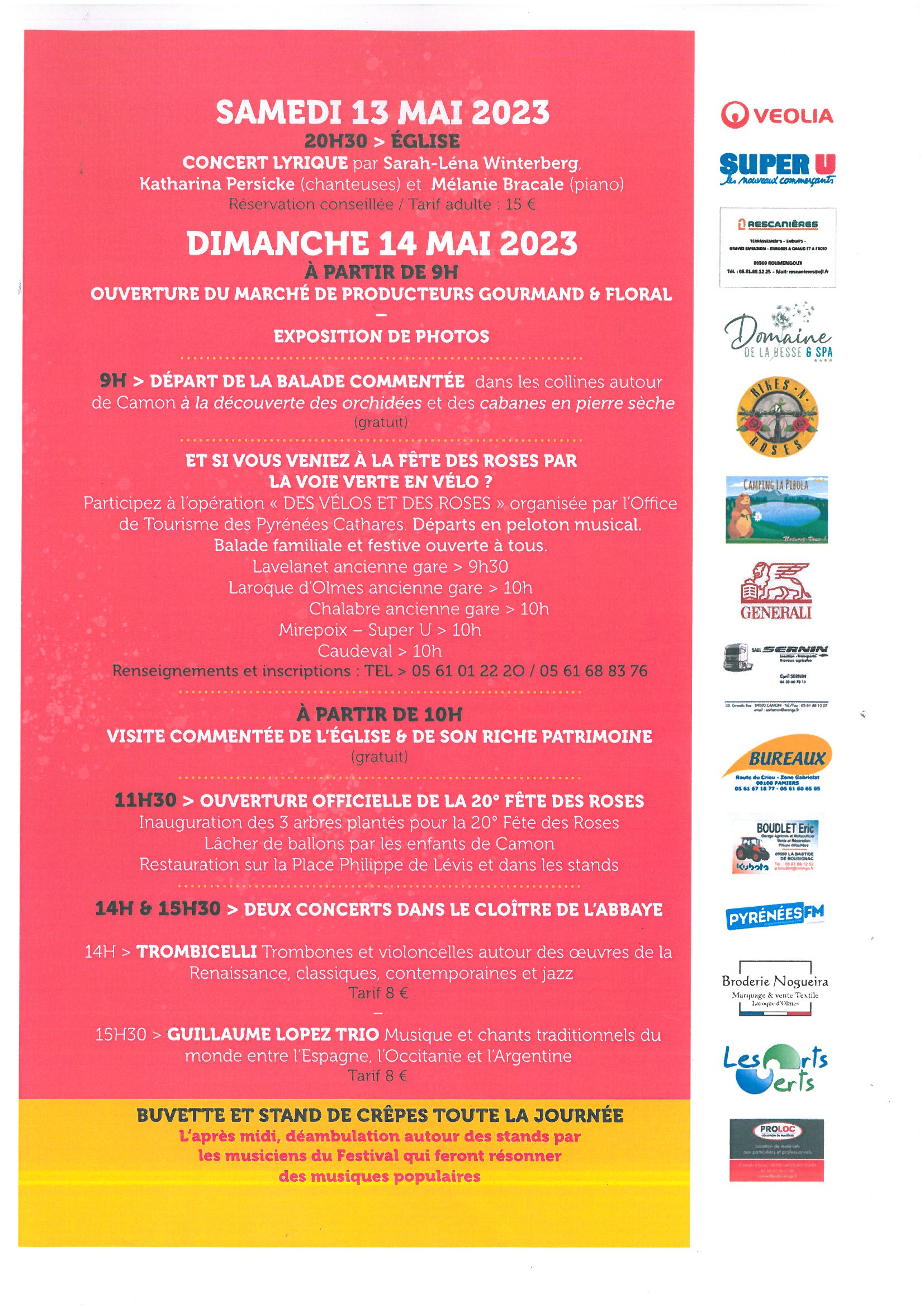 PROGRAMME 20 ° édition de la Fête des Roses : le 14 mai 2023